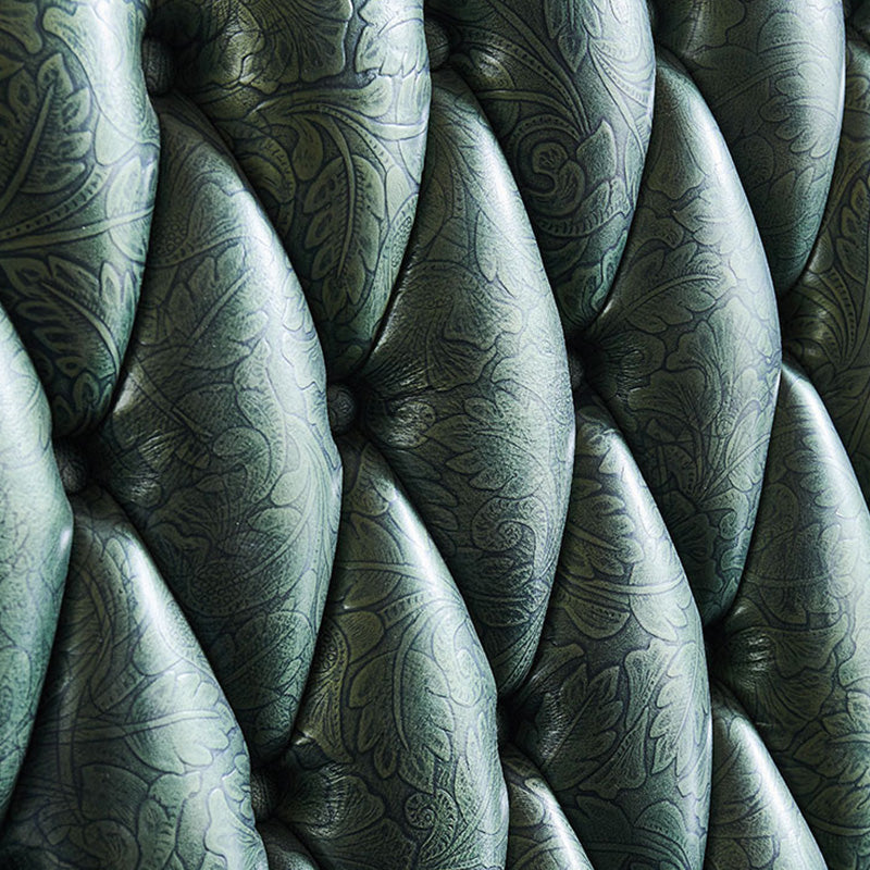 Grüner echtes Ledersofa getuftete Split-Roll-Armarmsofa