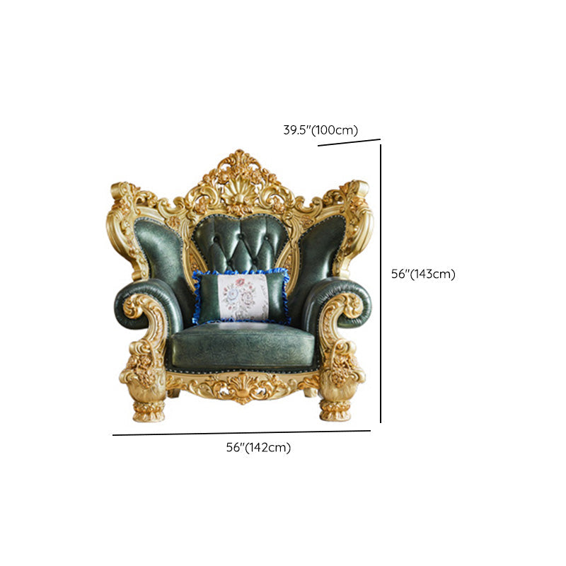 Grüner echtes Ledersofa getuftete Split-Roll-Armarmsofa