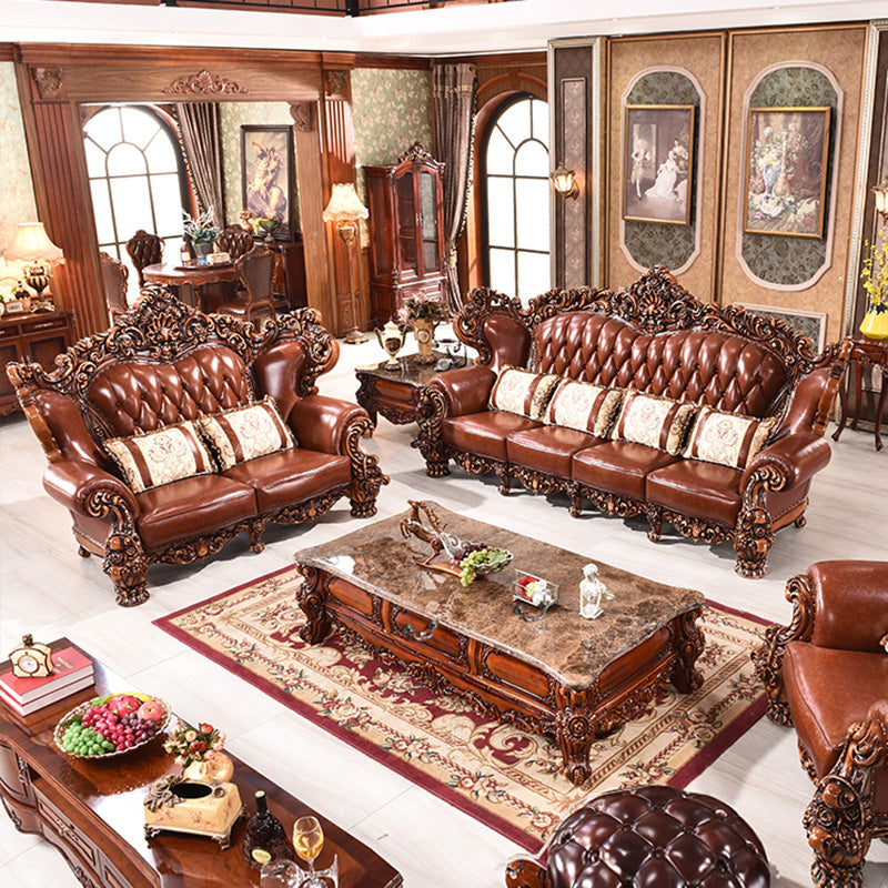 Canapé en cuir authentique marron cannet à dos de fraction de fraction