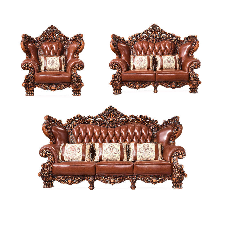 Canapé en cuir authentique marron cannet à dos de fraction de fraction