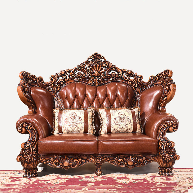 Canapé en cuir authentique marron cannet à dos de fraction de fraction