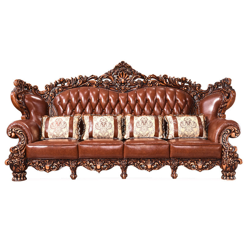 Canapé en cuir authentique marron cannet à dos de fraction de fraction