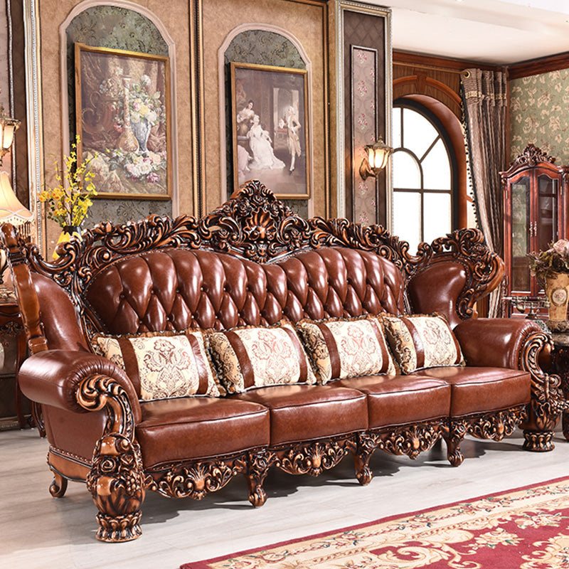 Canapé en cuir authentique marron cannet à dos de fraction de fraction