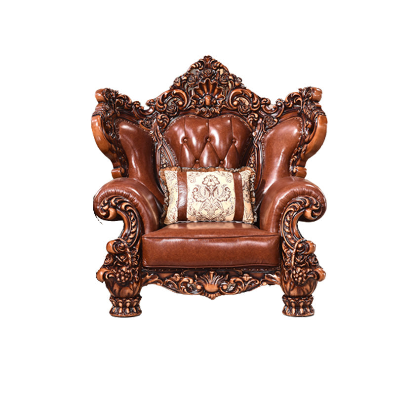 Canapé en cuir authentique marron cannet à dos de fraction de fraction