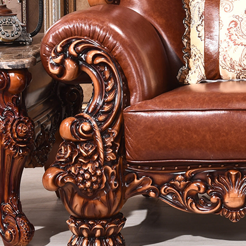 Canapé en cuir authentique marron cannet à dos de fraction de fraction