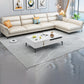 Contemporary Sectional Faux Leather Sofa Sectional with Flared Arm