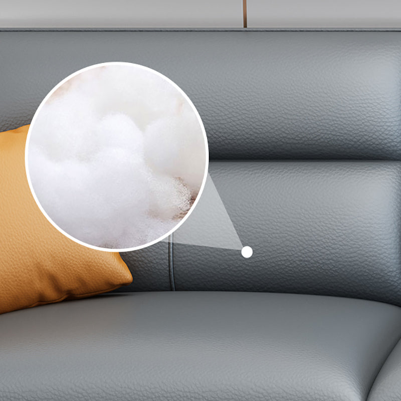 Contemporary Sectional Faux Leather Sofa Sectional with Flared Arm