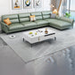 Contemporary Sectional Faux Leather Sofa Sectional with Flared Arm