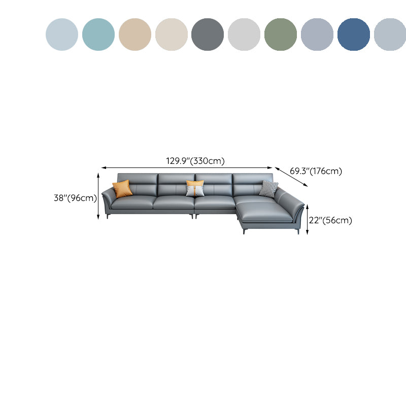 Contemporary Sectional Faux Leather Sofa Sectional with Flared Arm
