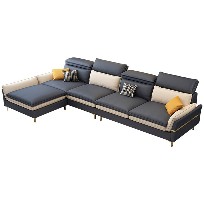 4-seat Faux Leather Sectional Sofa 31.50" High Sofa for Living Room Clearhalo 'furn' 'furn_sectionals' 'Furniture' 'Living Room Furniture' 'Sectionals' 7071039