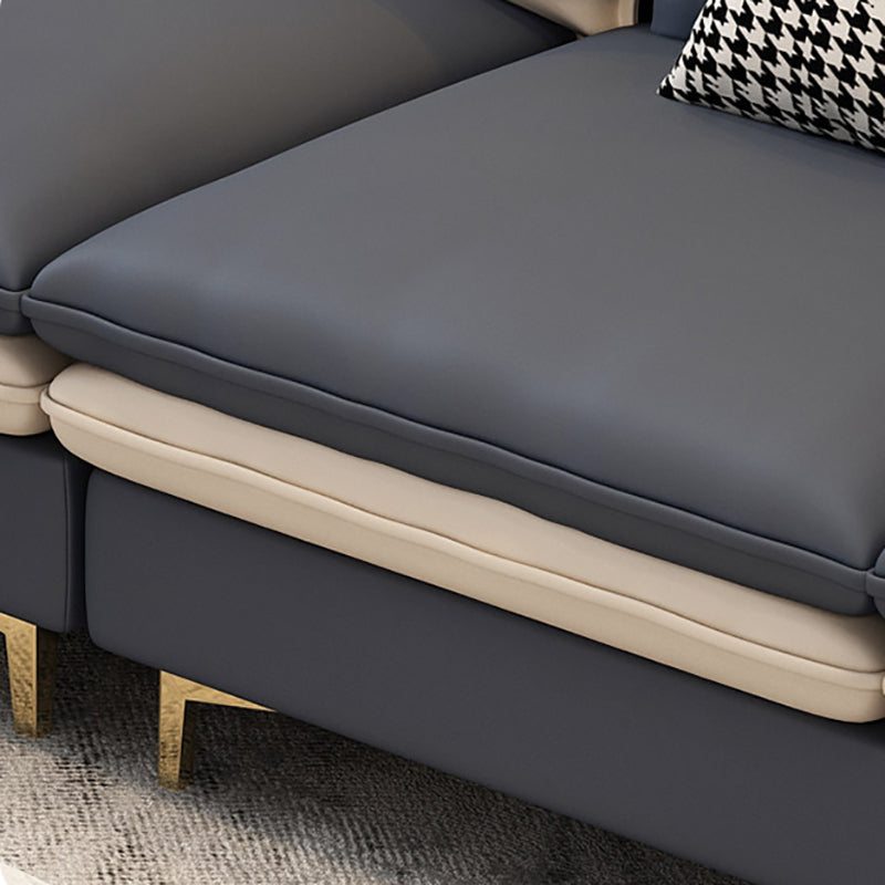 4-seat Faux Leather Sectional Sofa 31.50" High Sofa for Living Room Clearhalo 'furn' 'furn_sectionals' 'Furniture' 'Living Room Furniture' 'Sectionals' 7071044