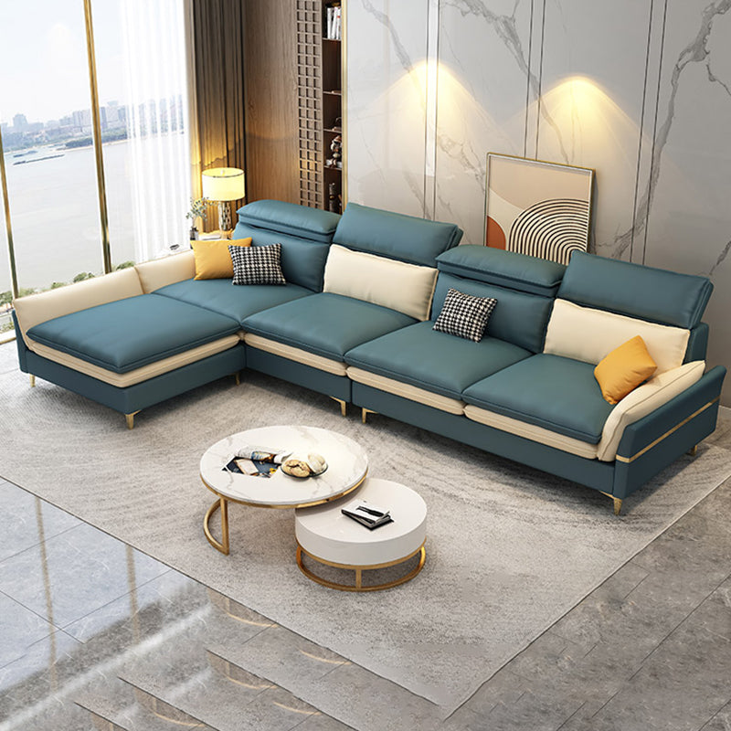 4-seat Faux Leather Sectional Sofa 31.50" High Sofa for Living Room Clearhalo 'furn' 'furn_sectionals' 'Furniture' 'Living Room Furniture' 'Sectionals' 7071046