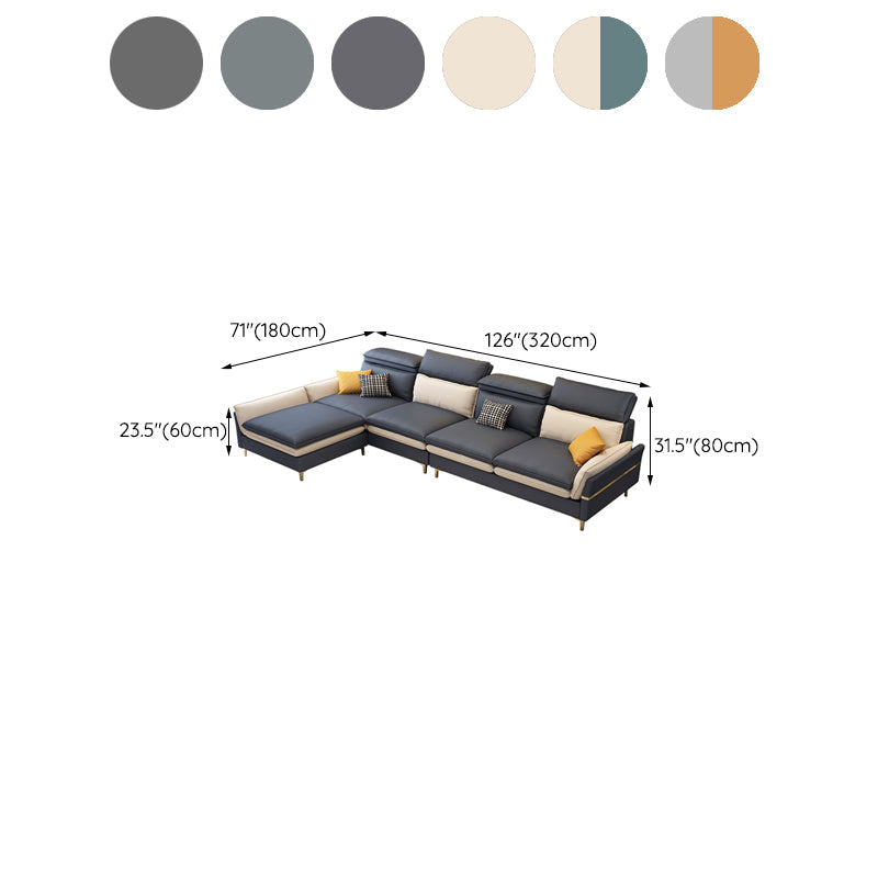 4-seat Faux Leather Sectional Sofa 31.50" High Sofa for Living Room Clearhalo 'furn' 'furn_sectionals' 'Furniture' 'Living Room Furniture' 'Sectionals' 7071047