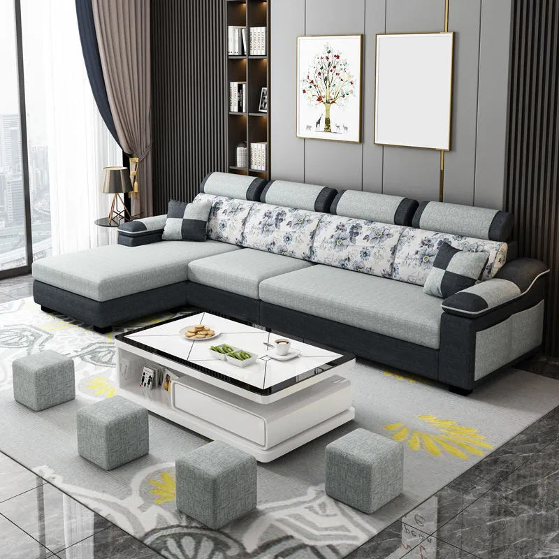 Sofá de lino moderno Sofá Pilpo de almohada Sectional para sala de estar para sala de estar