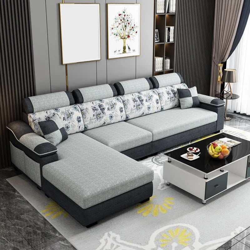 Sofá de lino moderno Sofá Pilpo de almohada Sectional para sala de estar para sala de estar