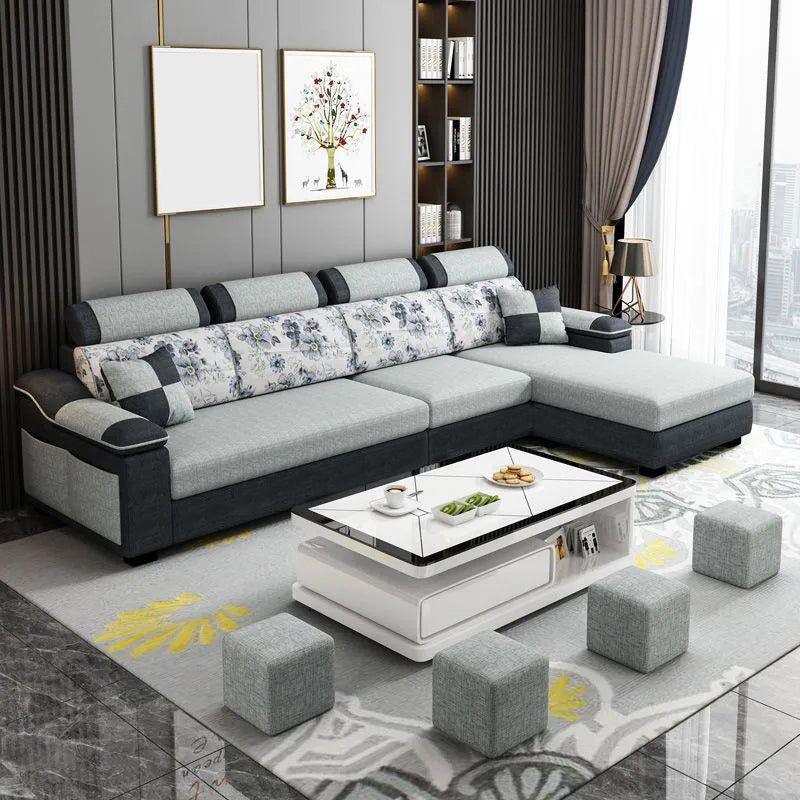 Sofá de lino moderno Sofá Pilpo de almohada Sectional para sala de estar para sala de estar