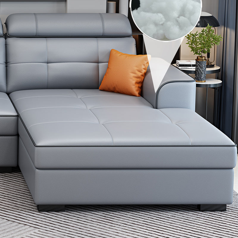 Contemporary Stain-resistant Sectional L-shape Sqaure Arm Sectional in Grey Clearhalo 'furn' 'furn_sectionals' 'Furniture' 'Living Room Furniture' 'Sectionals' 7071114
