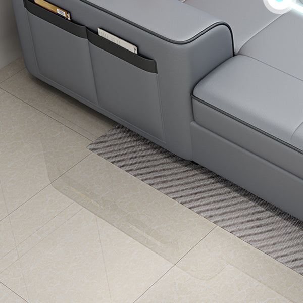 Contemporary Stain-resistant Sectional L-shape Sqaure Arm Sectional in Grey Clearhalo 'furn' 'furn_sectionals' 'Furniture' 'Living Room Furniture' 'Sectionals' 7071115