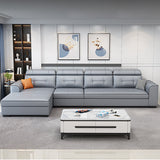 Contemporary Stain-resistant Sectional L-shape Sqaure Arm Sectional in Grey Clearhalo 'furn' 'furn_sectionals' 'Furniture' 'Living Room Furniture' 'Sectionals' 7071117