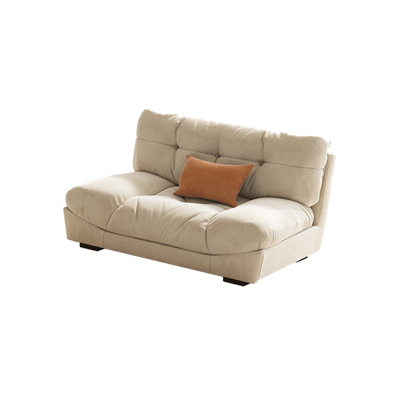 モダンなオフホワイトファブリックソファ枕トップアームボーナスルームのラブシートをリクライニングする