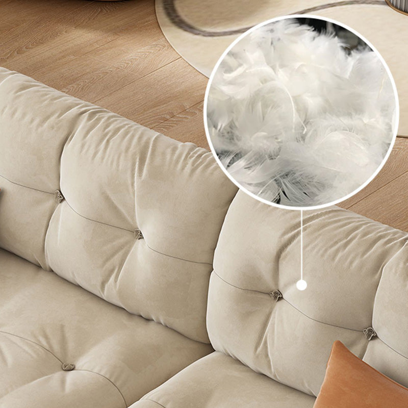 モダンなオフホワイトファブリックソファ枕トップアームボーナスルームのラブシートをリクライニングする