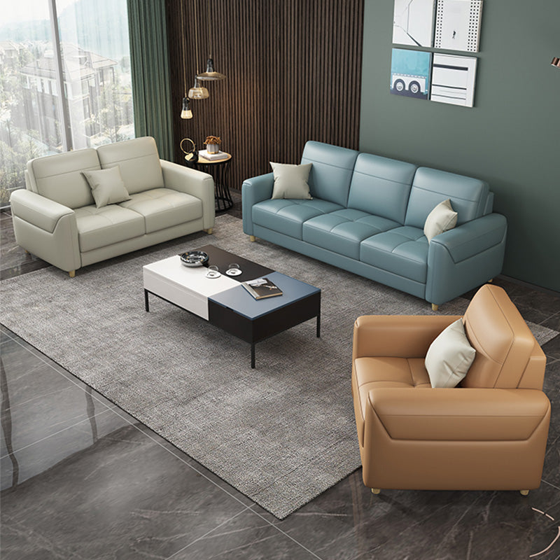Canapé en cuir glamour contemporain avec oreillers de boîtier siège pour le salon