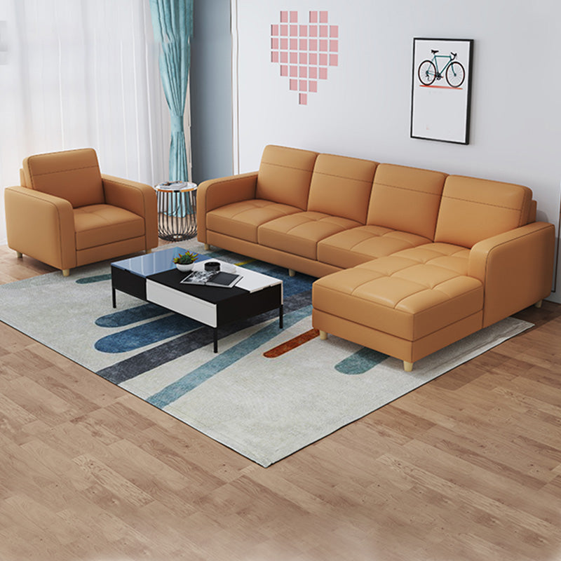 リビングルーム用のボルスター枕の座席付きモダンスタイルの革のソファ