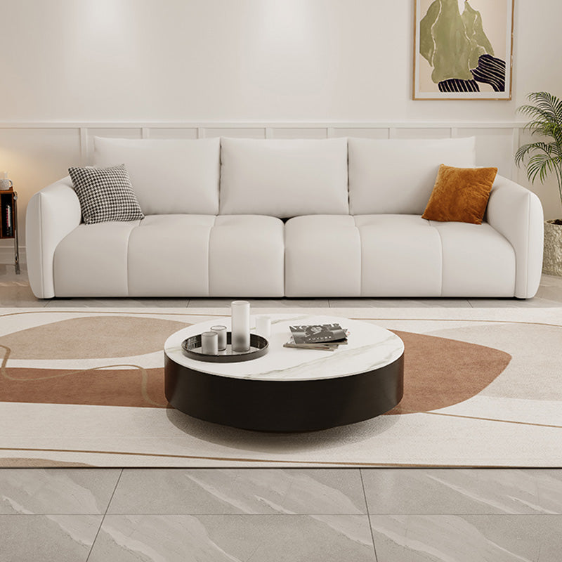 ボルスター枕付きモダンな本革の正方形のソファホワイトソファ