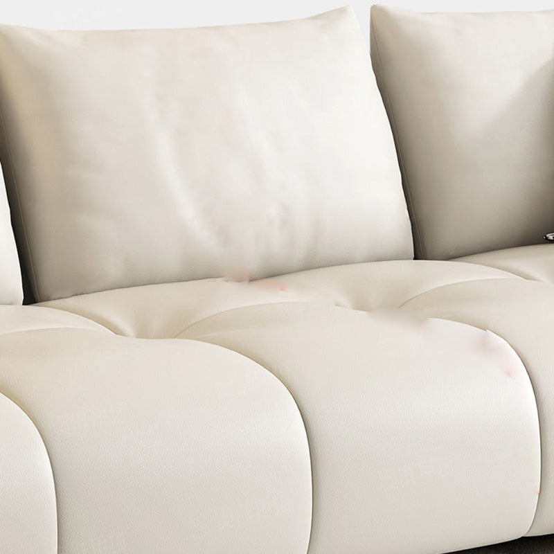 ボルスター枕付きモダンな本革の正方形のソファホワイトソファ