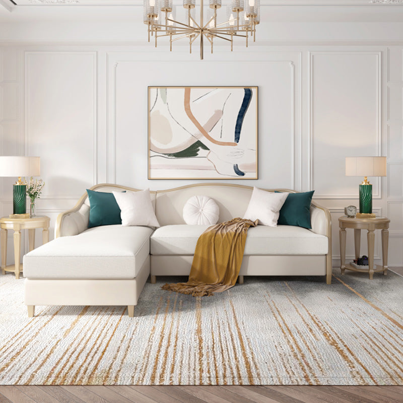 Canapé de faux cuir français avec pouf inclus dans le bois