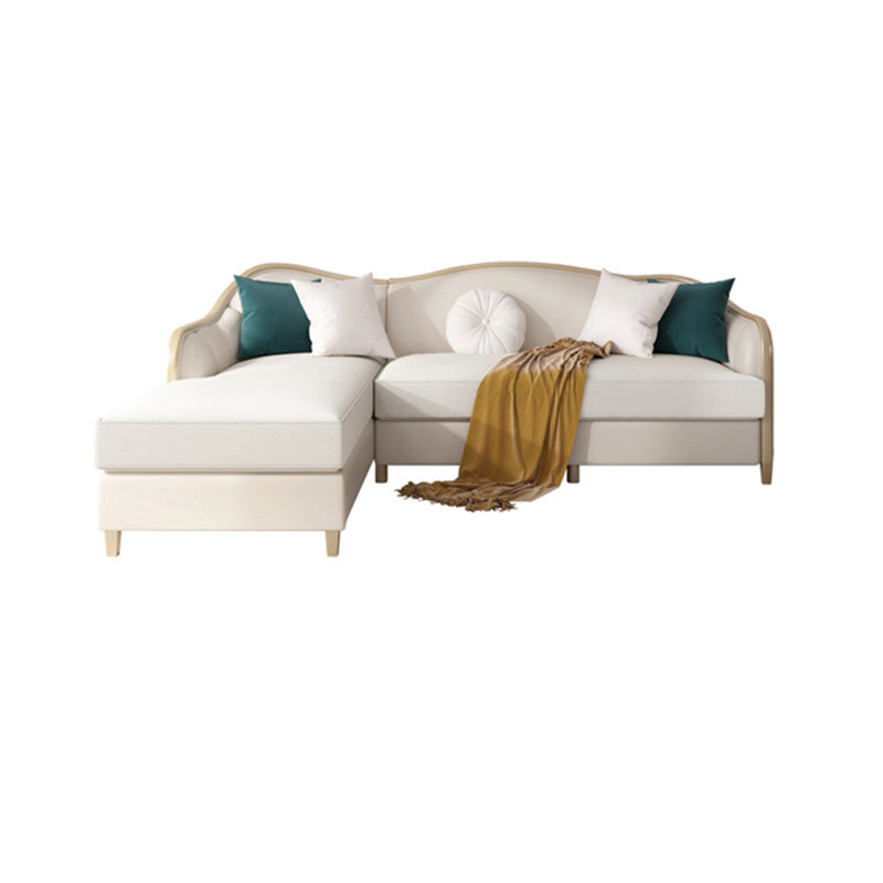 Canapé de faux cuir français avec pouf inclus dans le bois