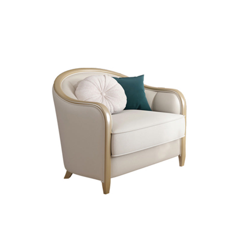 Canapé de faux cuir français avec pouf inclus dans le bois