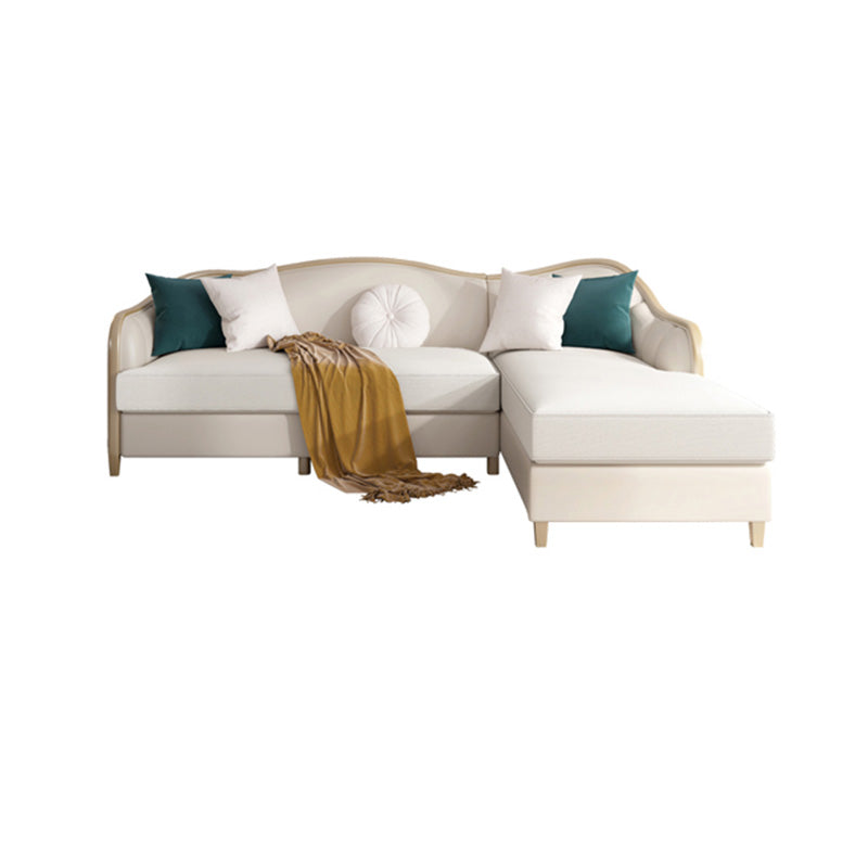 Canapé de faux cuir français avec pouf inclus dans le bois