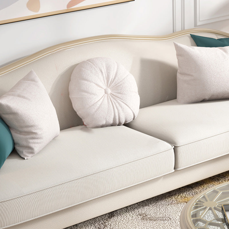 Canapé de faux cuir français avec pouf inclus dans le bois