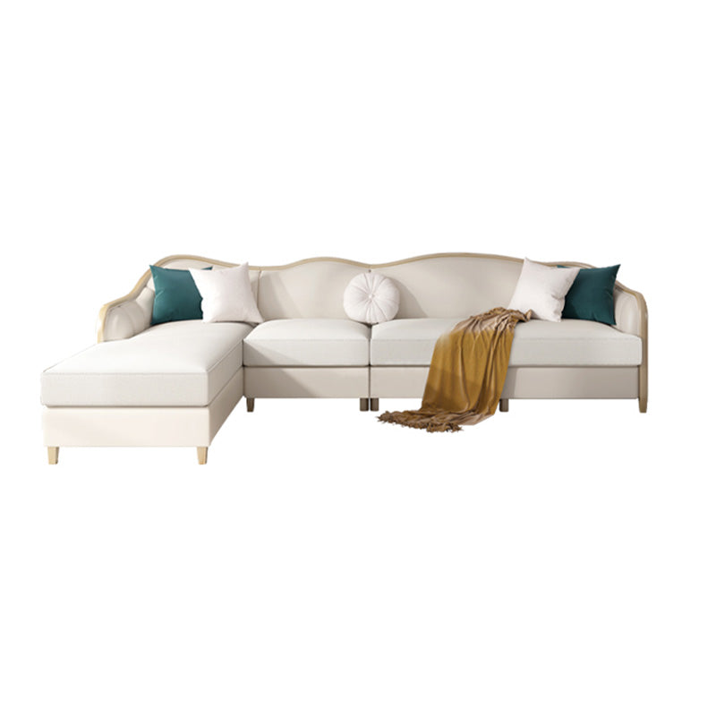 Canapé de faux cuir français avec pouf inclus dans le bois