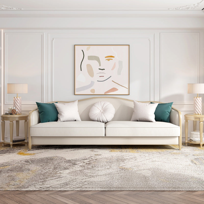 Canapé de faux cuir français avec pouf inclus dans le bois