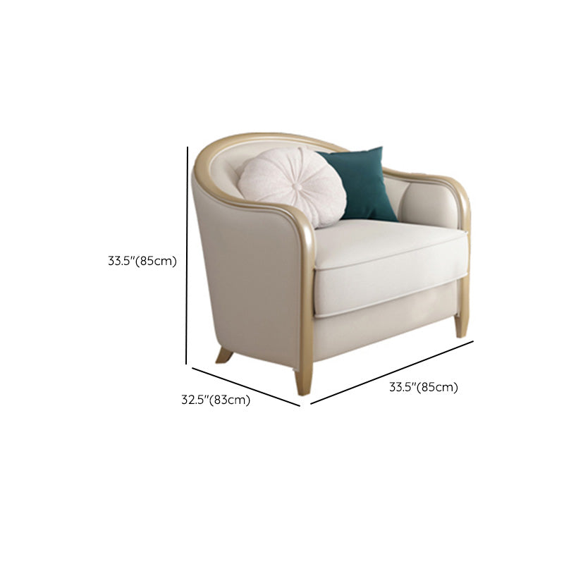 Canapé de faux cuir français avec pouf inclus dans le bois