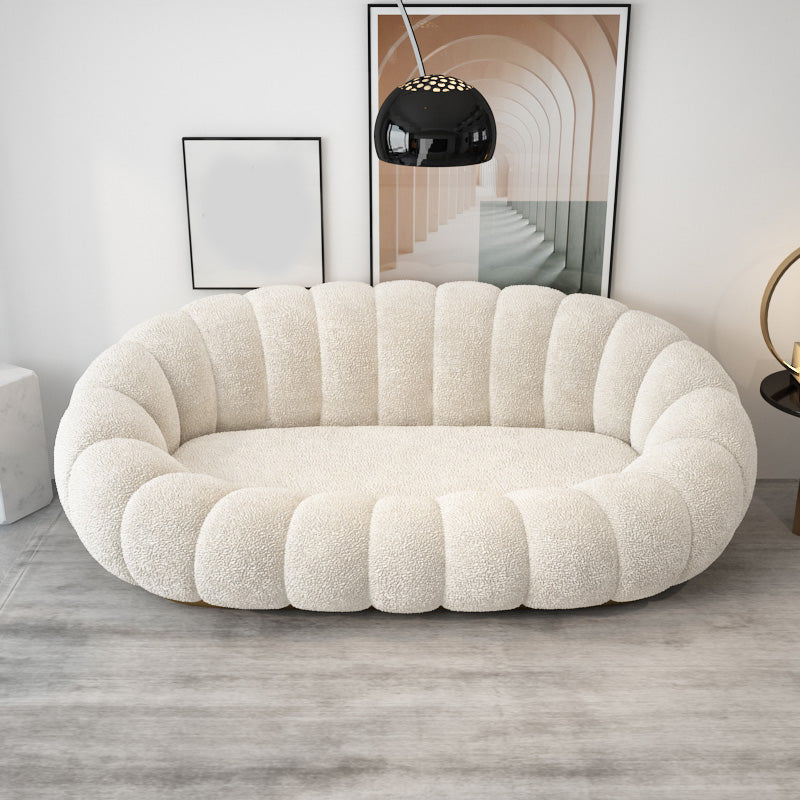 Contemporary Polyester Seating Tufted Tuxedo Arm Loveseat for Living Room White Wool Clearhalo 'furn' 'furn_sofas' 'Furniture' 'Living Room Furniture' 'Sofa' 'sofas' 7071419