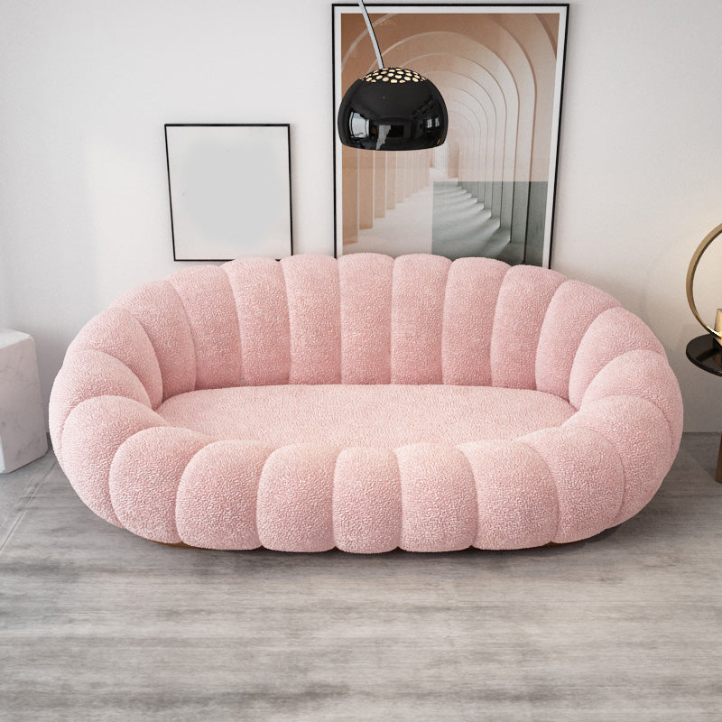 Contemporary Polyester Seating Tufted Tuxedo Arm Loveseat for Living Room Pink Wool Clearhalo 'furn' 'furn_sofas' 'Furniture' 'Living Room Furniture' 'Sofa' 'sofas' 7071420