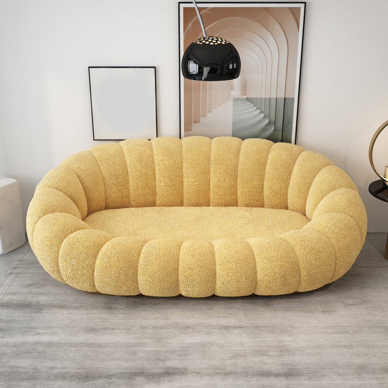 Contemporary Polyester Seating Tufted Tuxedo Arm Loveseat for Living Room Yellow Wool Clearhalo 'furn' 'furn_sofas' 'Furniture' 'Living Room Furniture' 'Sofa' 'sofas' 7071422