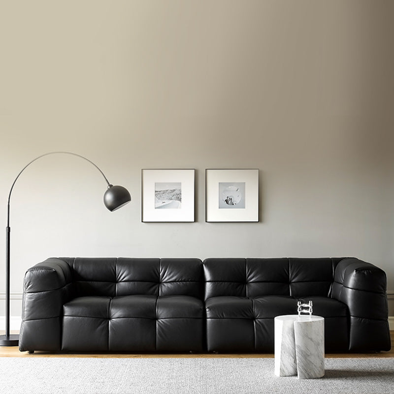 Sofá de brazo cuadrado de asiento de cuero contemporáneo para sala de estar