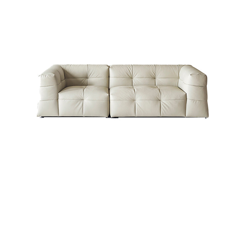 Sofá de brazo cuadrado de asiento de cuero contemporáneo para sala de estar