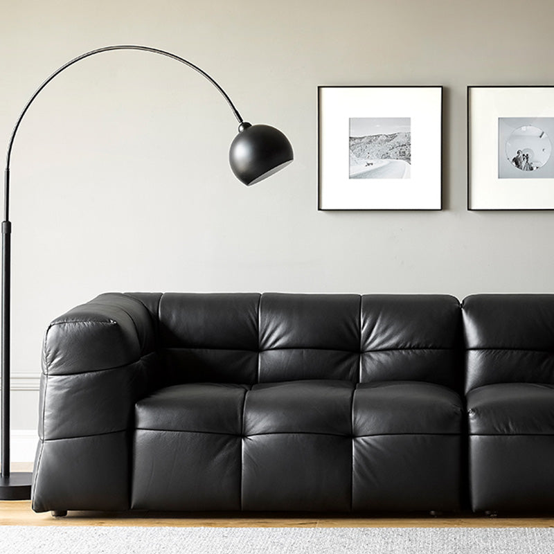 Sofá de brazo cuadrado de asiento de cuero contemporáneo para sala de estar