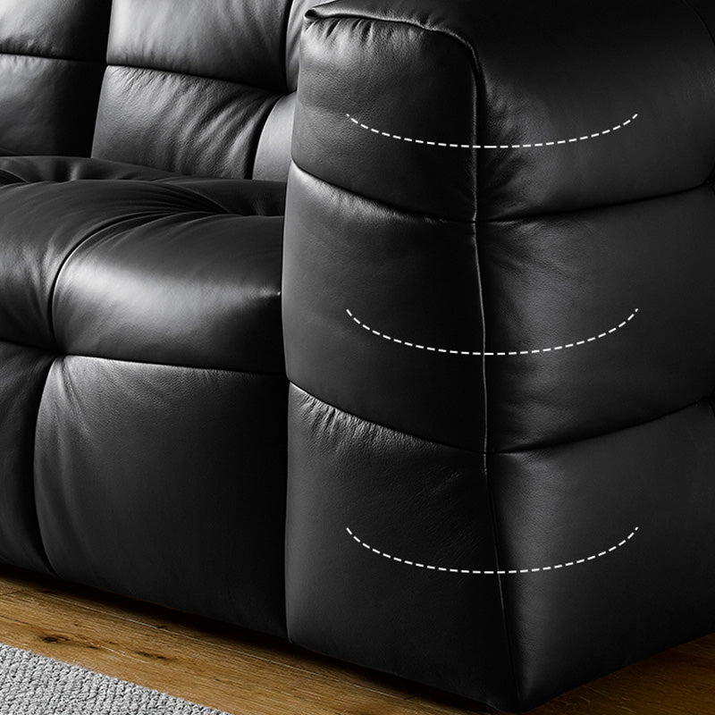 Sofá de brazo cuadrado de asiento de cuero contemporáneo para sala de estar