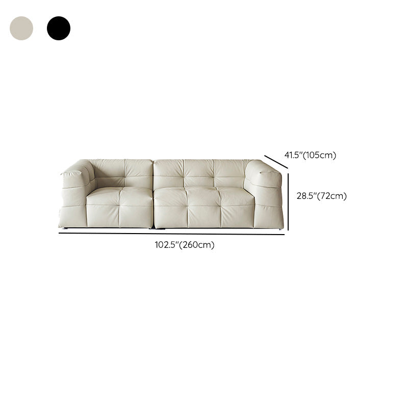 Sofá de brazo cuadrado de asiento de cuero contemporáneo para sala de estar