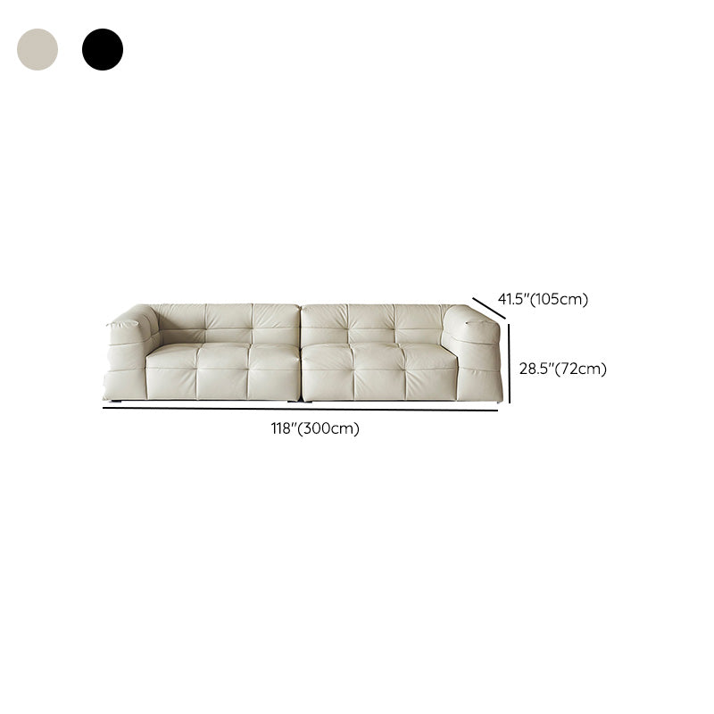 Sofá de brazo cuadrado de asiento de cuero contemporáneo para sala de estar