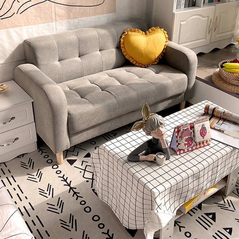 Tufted Fabric Sofa with Four Wooden Legs Square Tufted Sofa for Bonus Room Clearhalo 'furn' 'furn_sofas' 'Furniture' 'Living Room Furniture' 'Sofa' 'sofas' 7071516