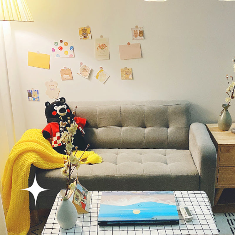 Tufted Fabric Sofa with Four Wooden Legs Square Tufted Sofa for Bonus Room Clearhalo 'furn' 'furn_sofas' 'Furniture' 'Living Room Furniture' 'Sofa' 'sofas' 7071522