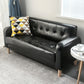 Tufted Fabric Sofa with Four Wooden Legs Square Tufted Sofa for Bonus Room Black Leather Clearhalo 'furn' 'furn_sofas' 'Furniture' 'Living Room Furniture' 'Sofa' 'sofas' 7071533