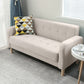 Tufted Fabric Sofa with Four Wooden Legs Square Tufted Sofa for Bonus Room Off-White Flannel Clearhalo 'furn' 'furn_sofas' 'Furniture' 'Living Room Furniture' 'Sofa' 'sofas' 7071542